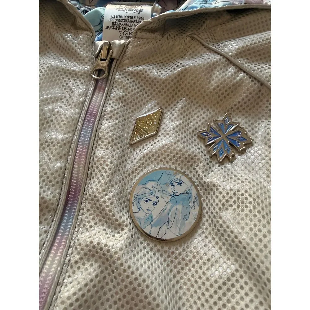 Disney Frozen 2 Girls Hooded Cape Jacket Silver Size 9/10 Elsa Anna
